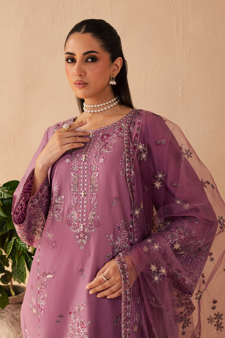 Lilac Glam 3Pc - Embroidered Solid Dress - BATIK