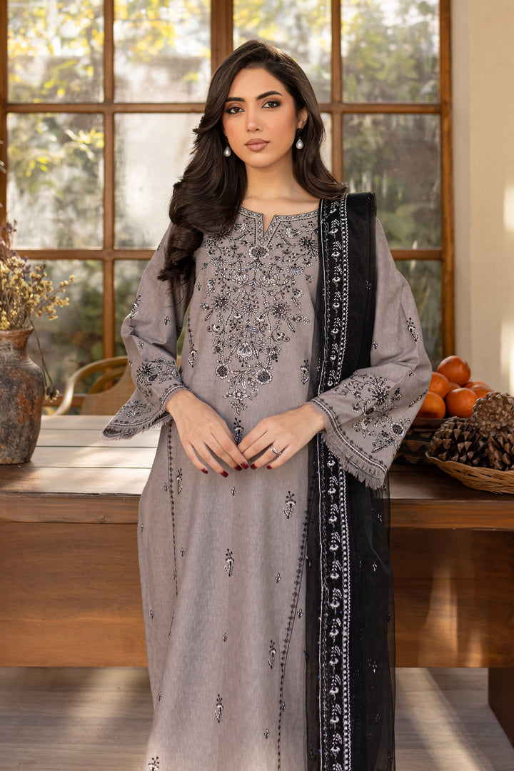 Welz 3Pc - Embroidered Karandi Dress - BATIK