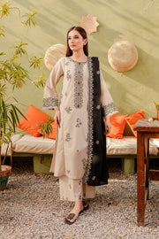 Rook 3Pc - Embroidered Karandi Dress - BATIK
