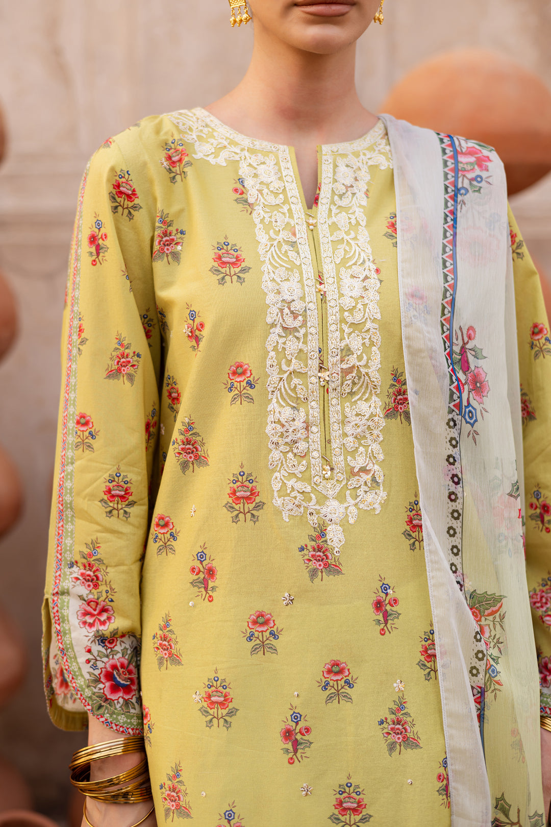 Lime Misaki 3Pc- Printed Lawn Dress