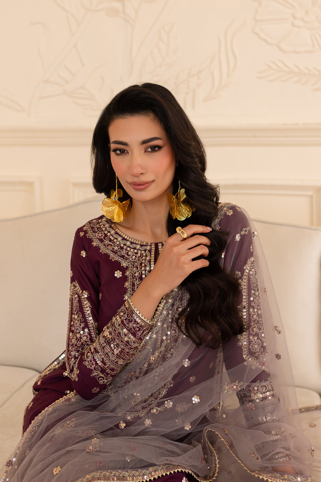 Lavish 3Pc - Embroidered Sharara Pret