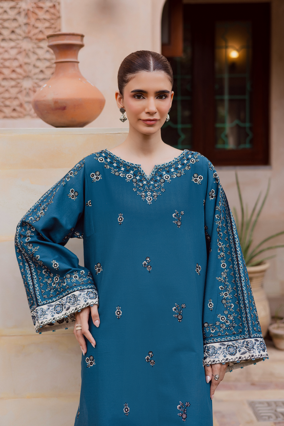 Soho 2Pc - Embroidered Khaddar Dress