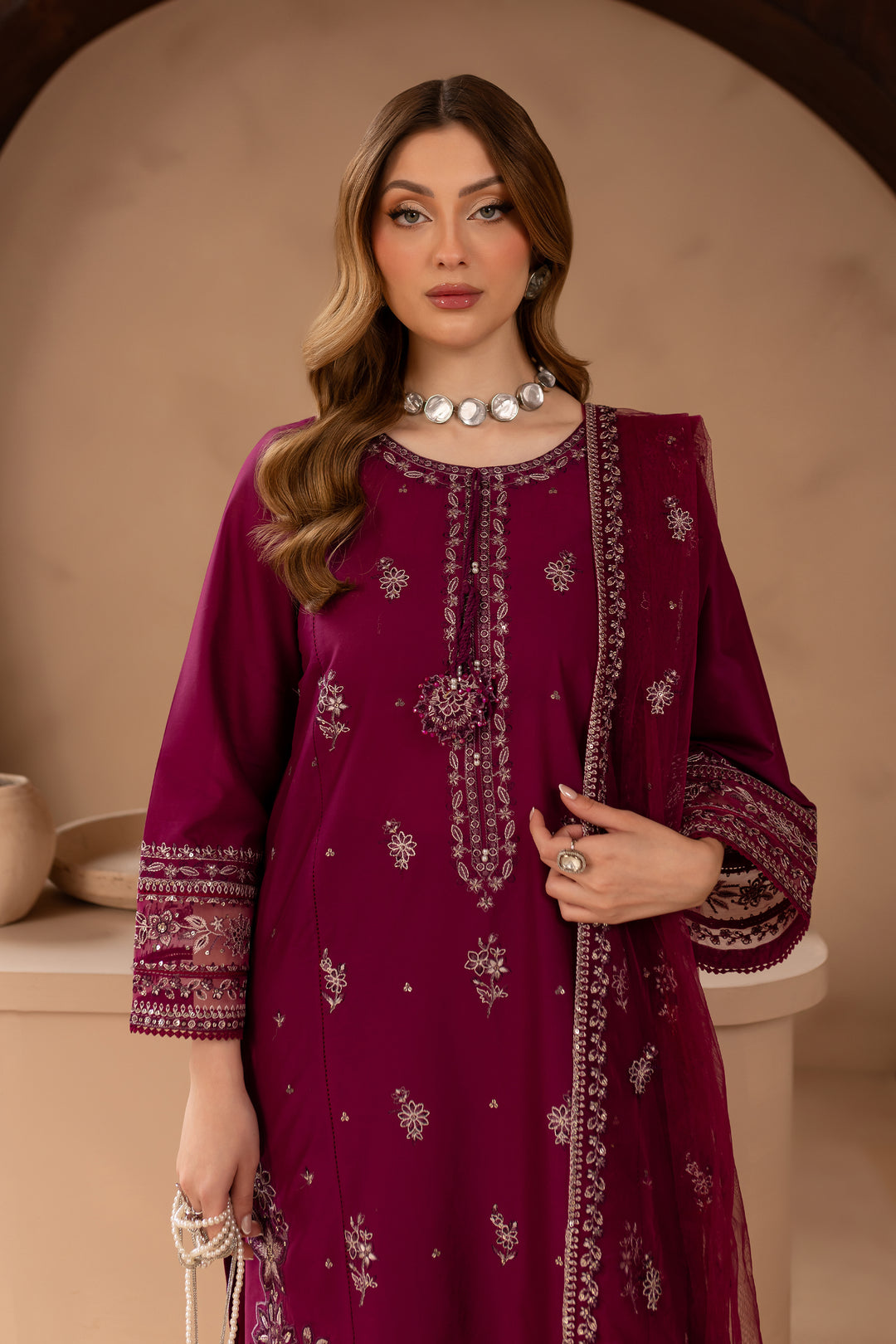 Wester 3Pc - Embroidered Lawn Dress