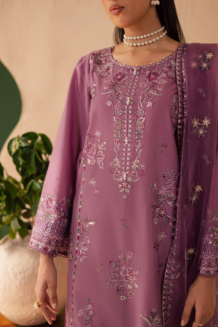 Lilac Glam 3Pc - Embroidered Solid Dress - BATIK