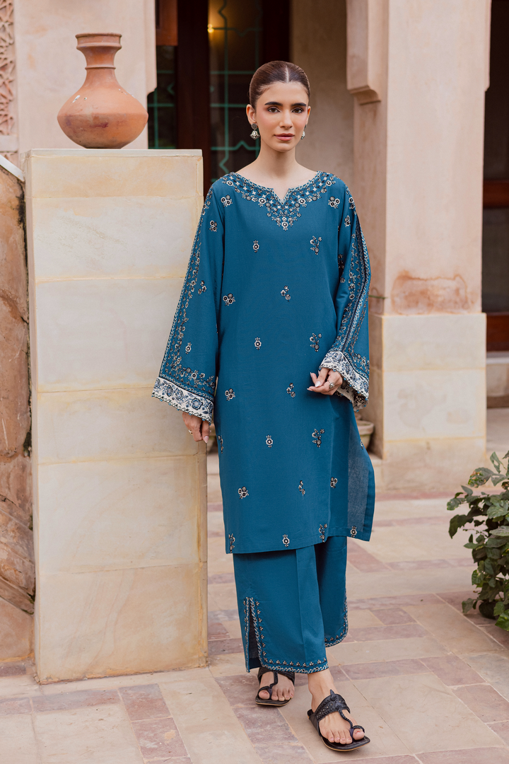 Soho 2Pc - Embroidered Khaddar Dress