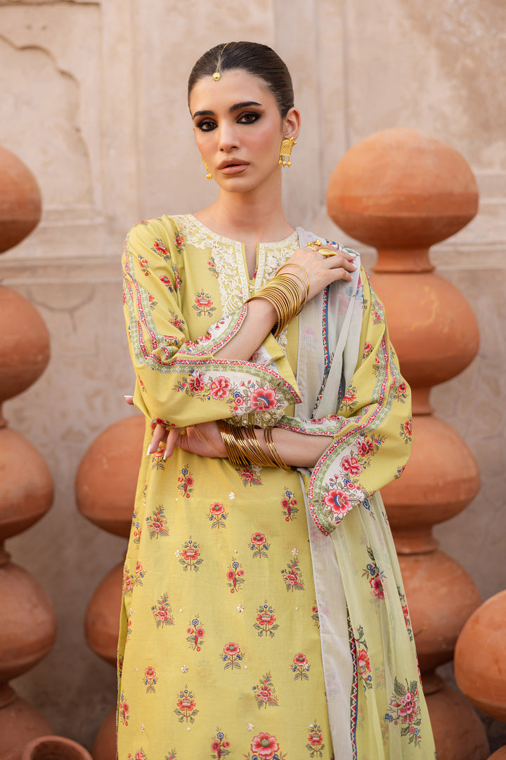 Lime Misaki 3Pc- Printed Lawn Dress
