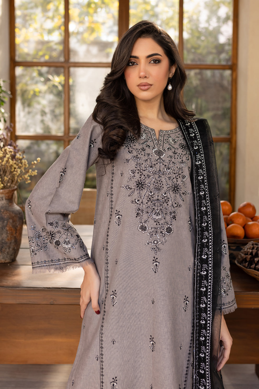 Welz 3Pc - Embroidered Karandi Dress - BATIK