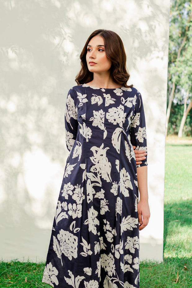 Solace 1Pc - Printed Cambric Dress - BATIK