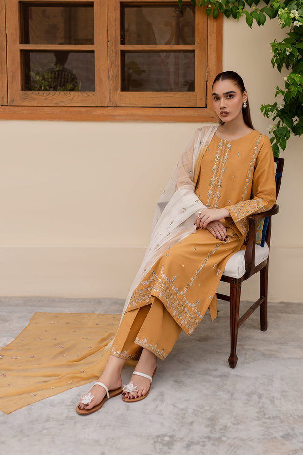 Erika 3Pc - Embroidered Khaddar Dress - BATIK