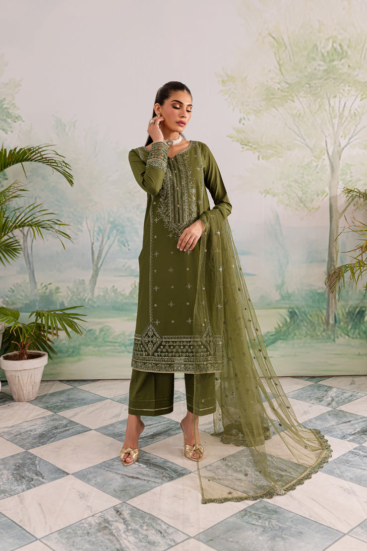 Key Lime 3Pc - Embroidered Lawn Dress - BATIK