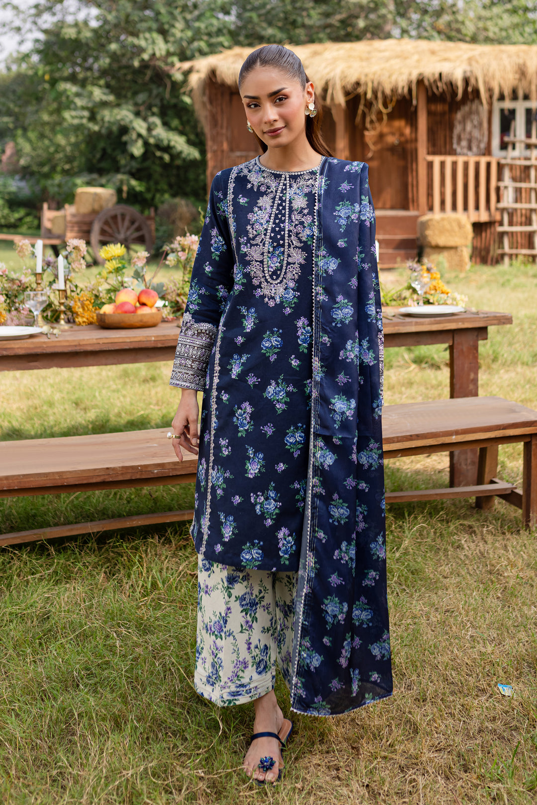 Ehaan 3Pc - Printed Khaddar Dress - BATIK