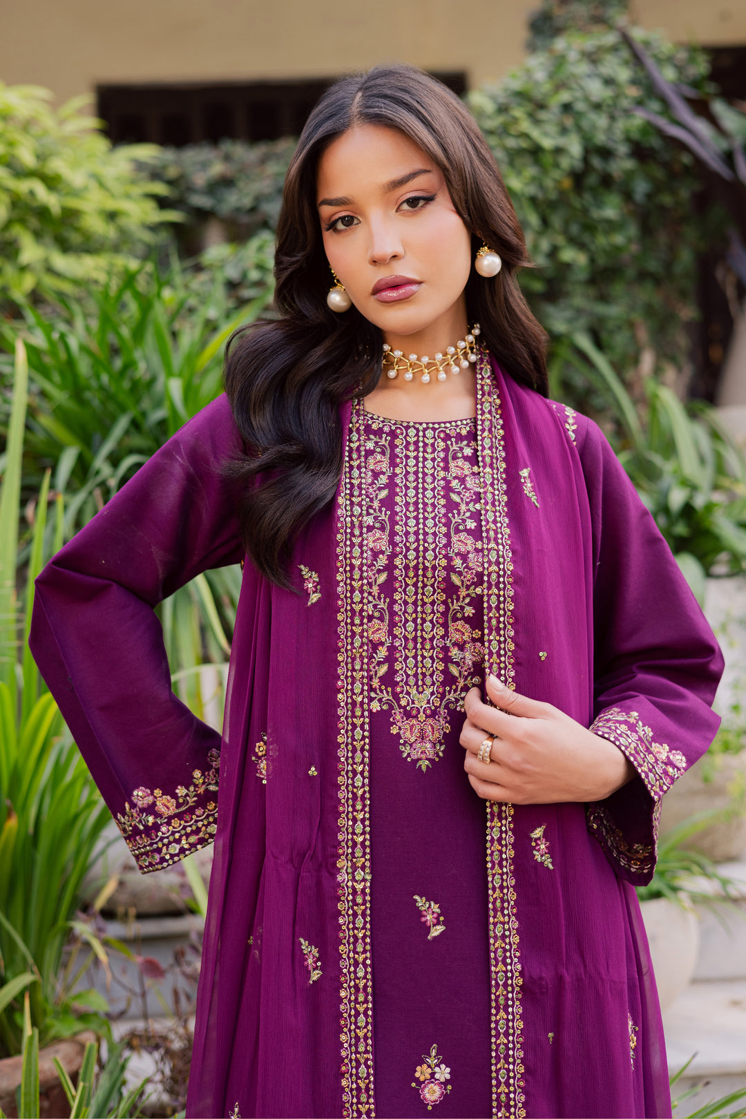 Ruby Rosa 3Pc - Embroidered Khaddar Dress