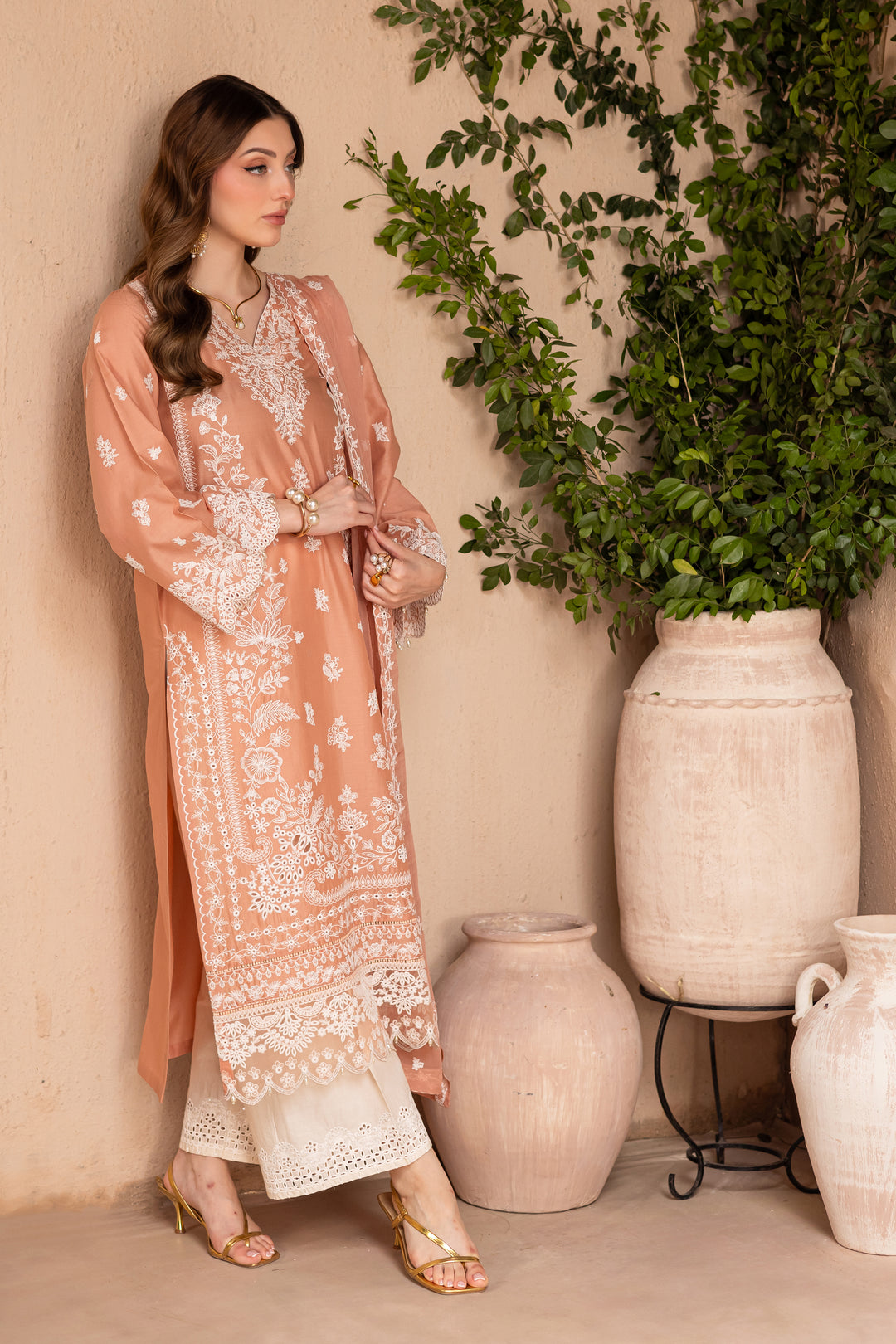 Peach Charm 3Pc - Festive Eid Pret