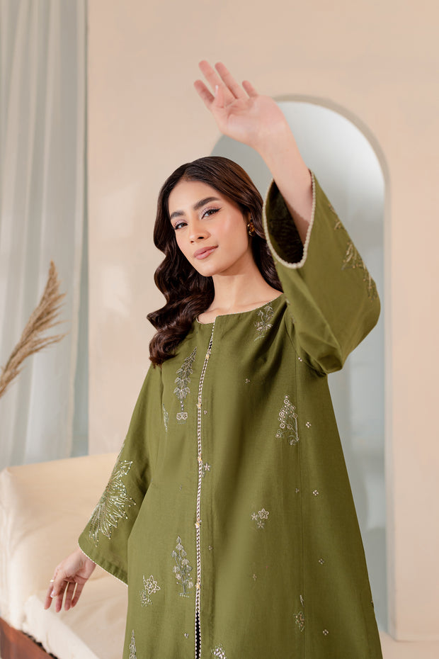 Seaweed 2Pc - Embroidered Khaddar Dress - BATIK