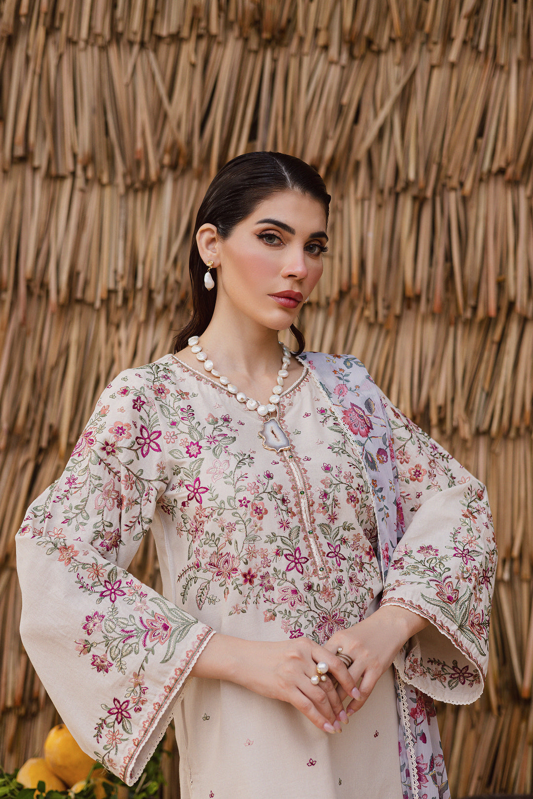 Dream Garden 3Pc - Embroidered Khaddar Dress