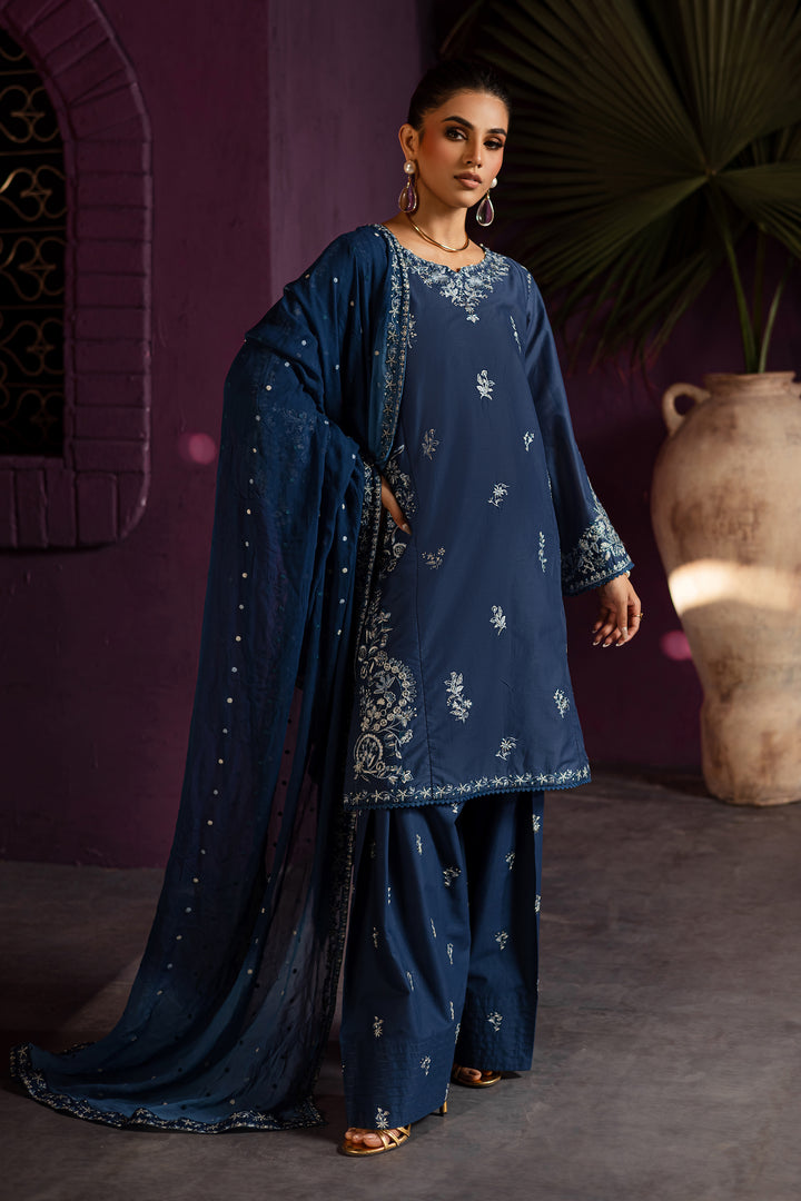 Twinkle Haze 3Pc - Embroidered Solid Dress - BATIK