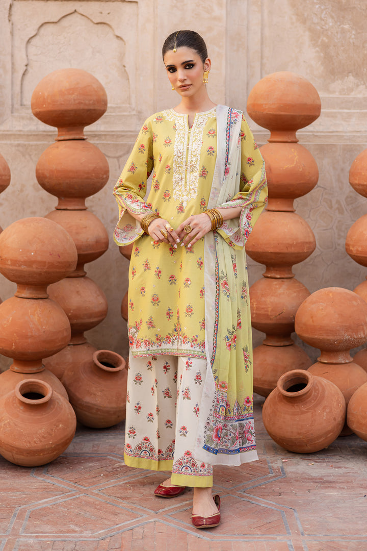 Lime Misaki 3Pc- Printed Lawn Dress