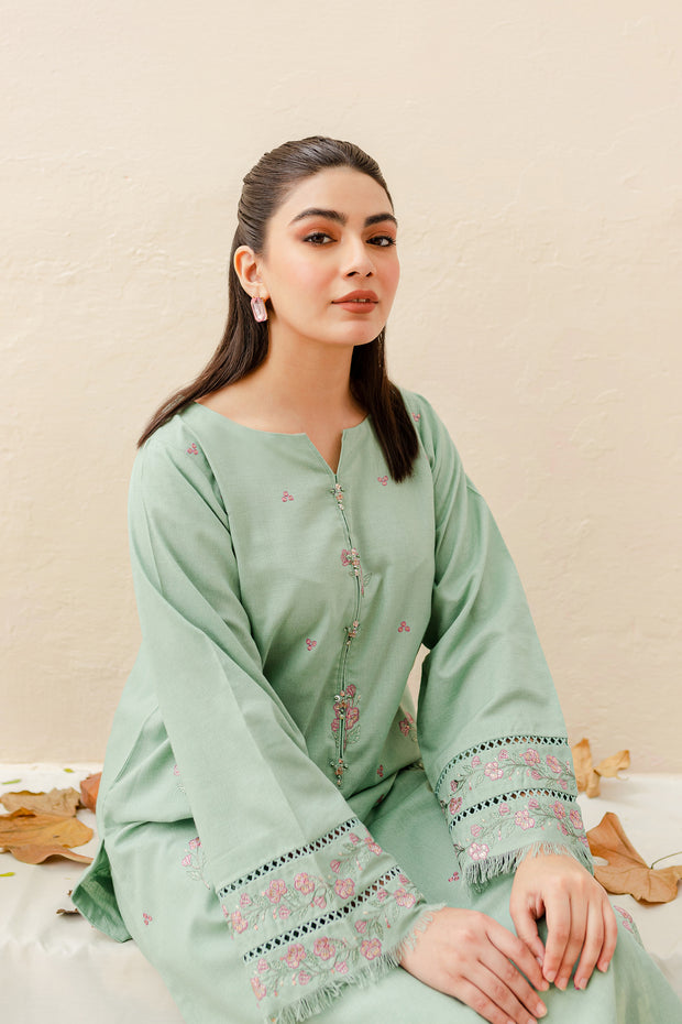 Vinyl 2Pc - Embroidered Karandi Dress - BATIK