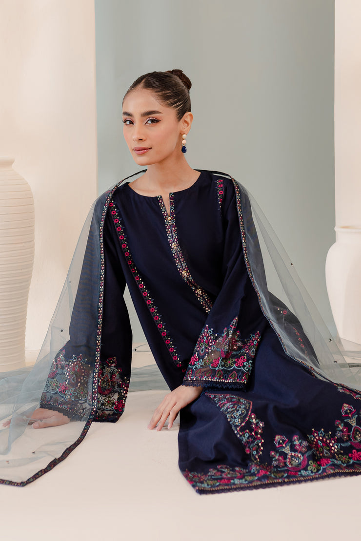 Couture 3Pc - Embroidered Karandi Dress - BATIK