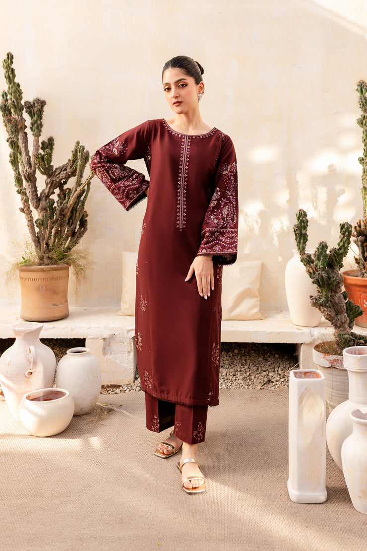 Adney 2Pc - Embroidered Khaddar Dress - BATIK