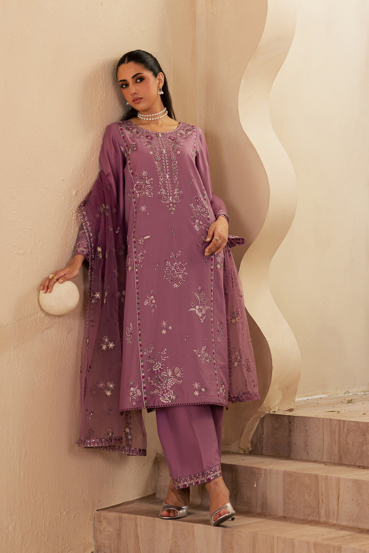 Lilac Glam 3Pc - Embroidered Solid Dress - BATIK