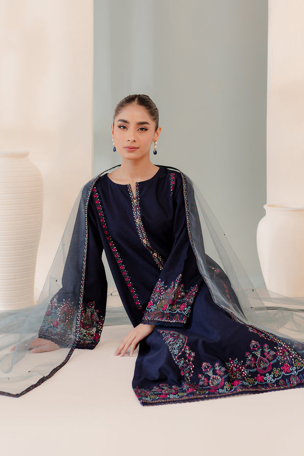 Couture 3Pc - Embroidered Karandi Dress - BATIK