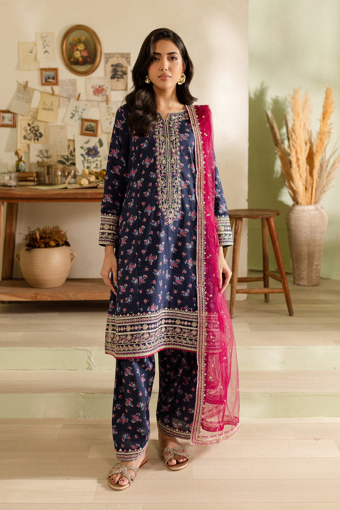 Joy 3Pc - Printed Khaddar Dress - BATIK