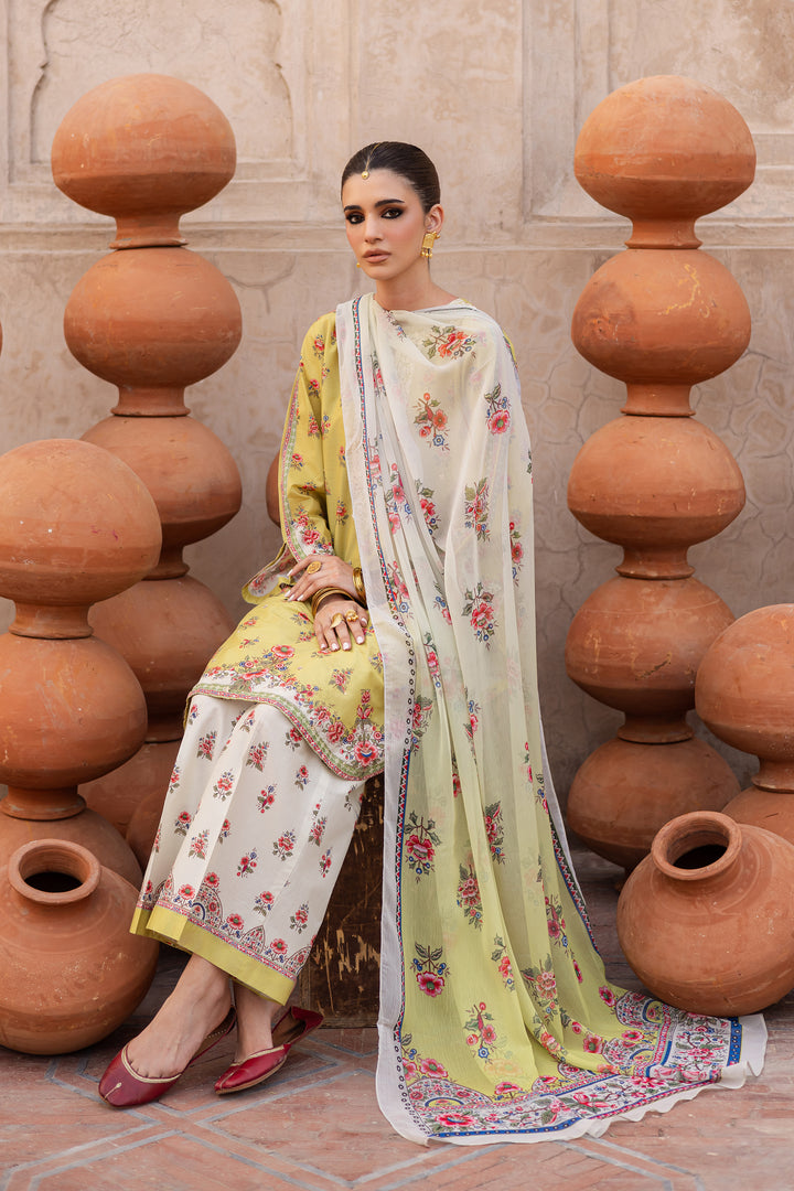 Lime Misaki 3Pc- Printed Lawn Dress