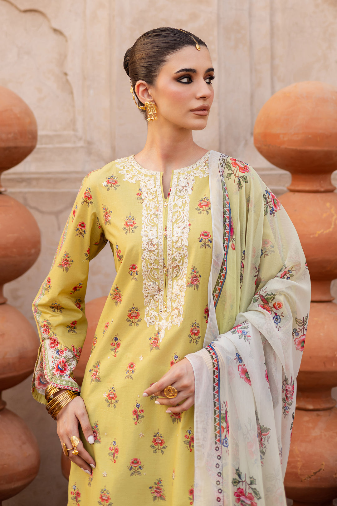 Lime Misaki 3Pc- Printed Lawn Dress