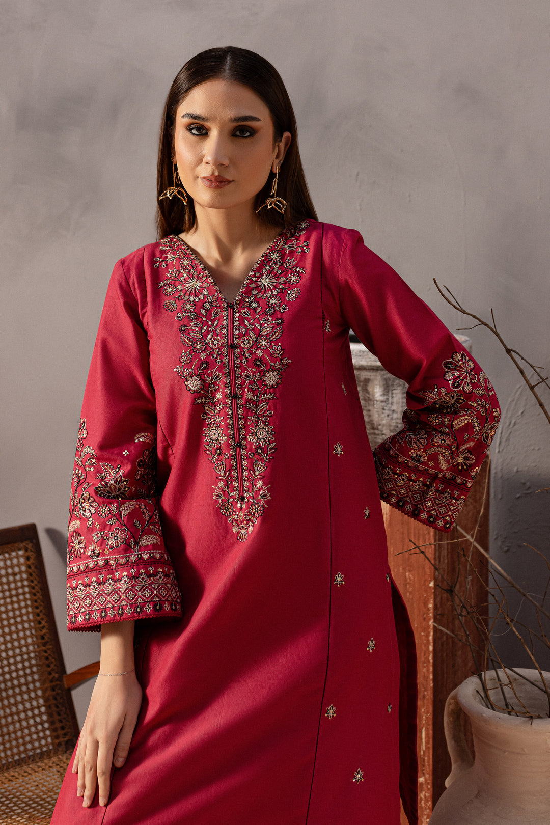 Hadley 2Pc - Embroidered Khaddar Dress - BATIK