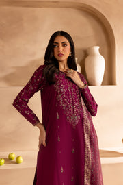 Tulip Wine 3Pc - Embroidered Lawn Dress