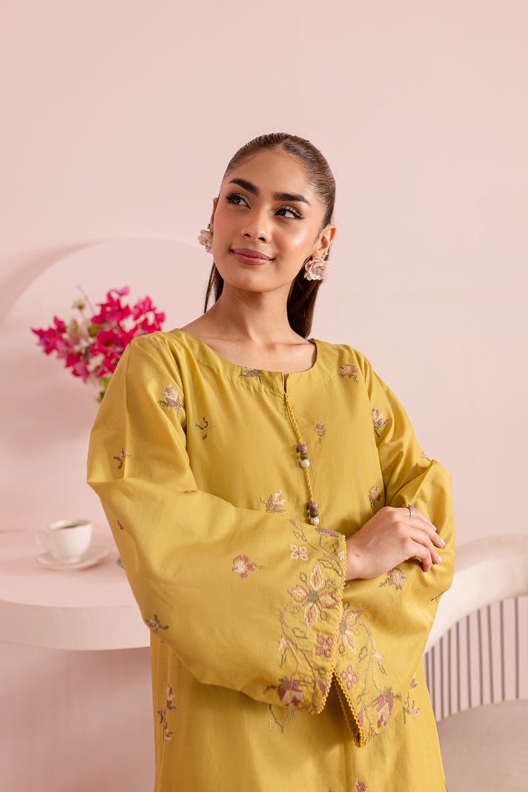 Lime Stitch 2Pc - Embroidered Lawn Dress - BATIK