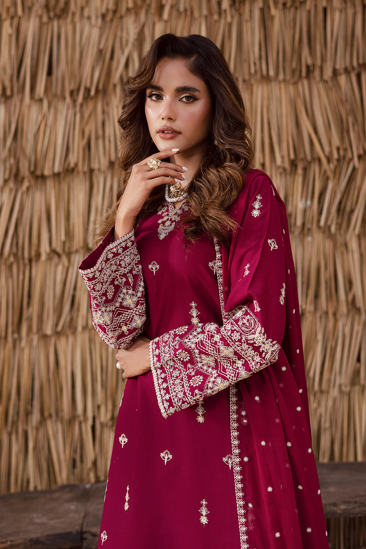 Meeraki 3Pc - Embroidered Khaddar Dress