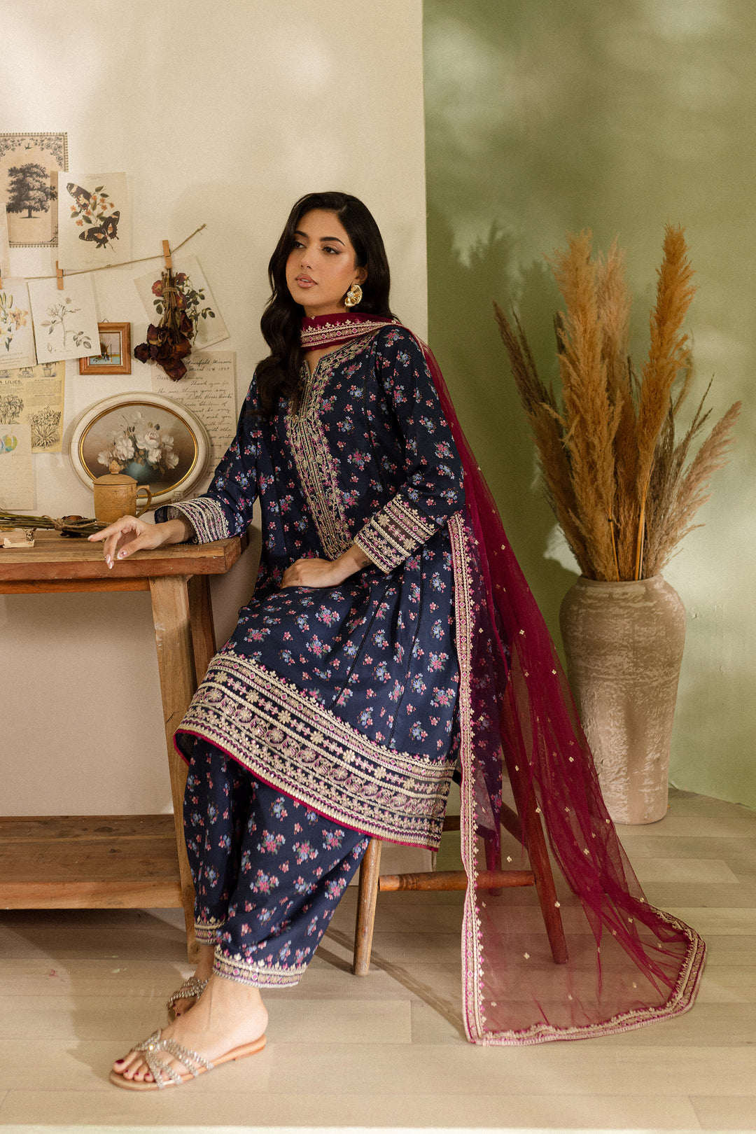 Joy 3Pc - Printed Khaddar Dress - BATIK