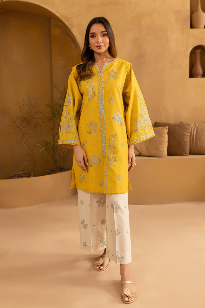 Yellow Blair 2Pc- Embroidered Khaddar Dress - BATIK