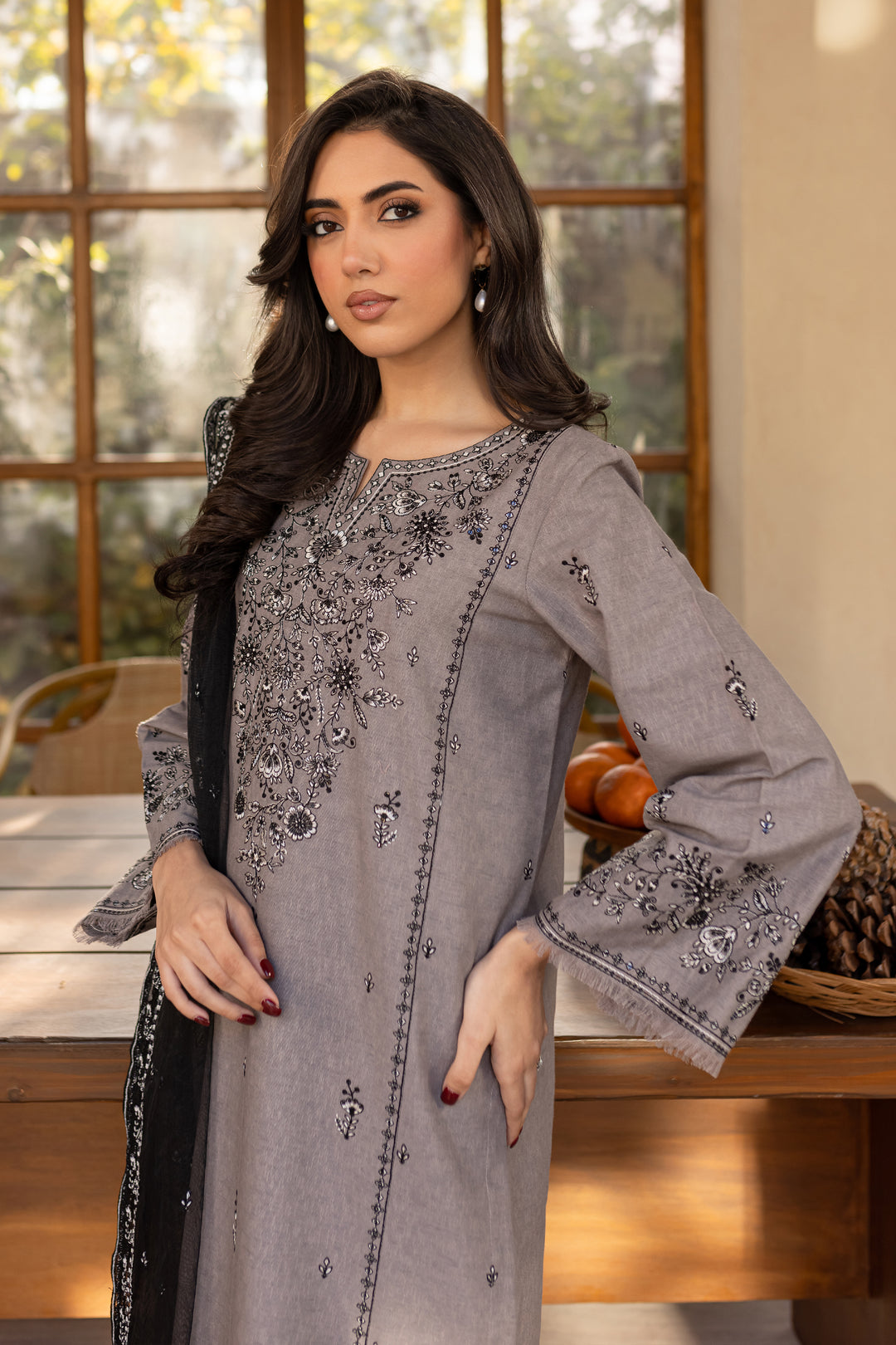 Welz 3Pc - Embroidered Karandi Dress - BATIK