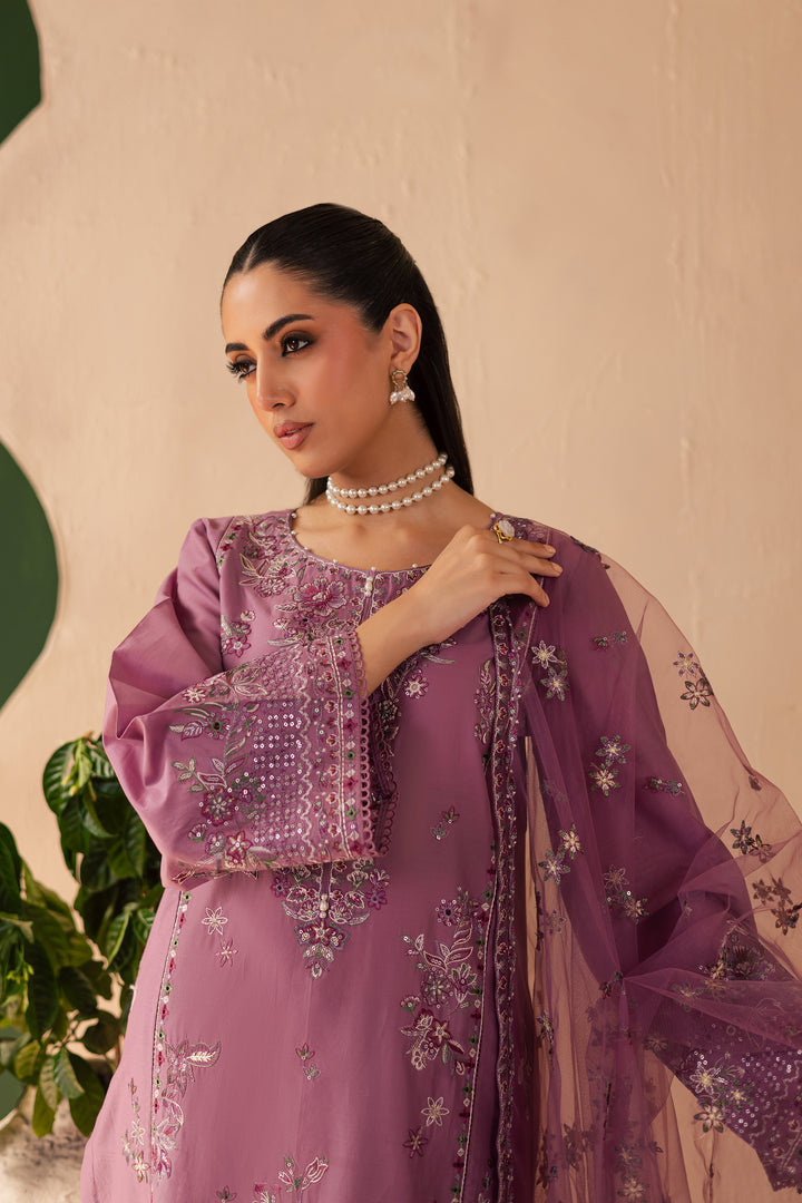 Lilac Glam 3Pc - Embroidered Solid Dress - BATIK