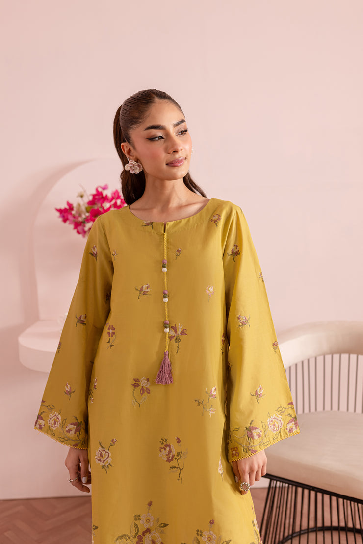 Lime Stitch 2Pc - Embroidered Lawn Dress - BATIK