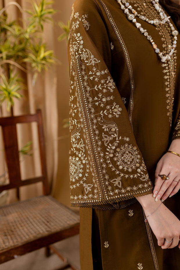Green 2Pc - Embroidered Khaddar Dress