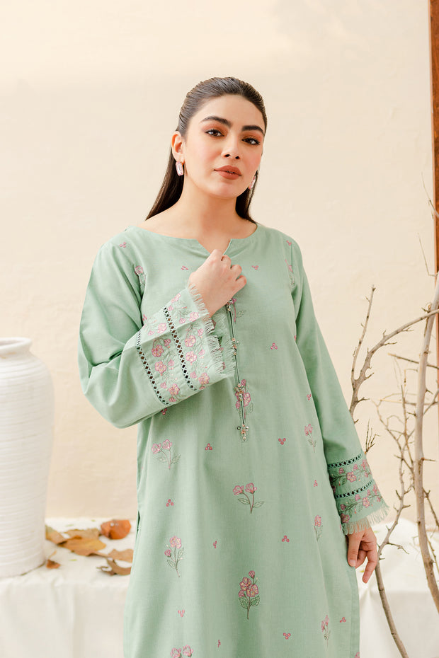 Vinyl 2Pc - Embroidered Karandi Dress - BATIK