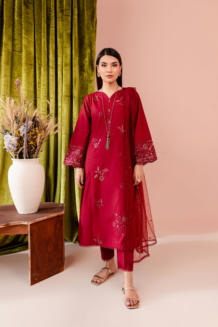 Tien 3Pc - Embroidered Cambric Dress - BATIK
