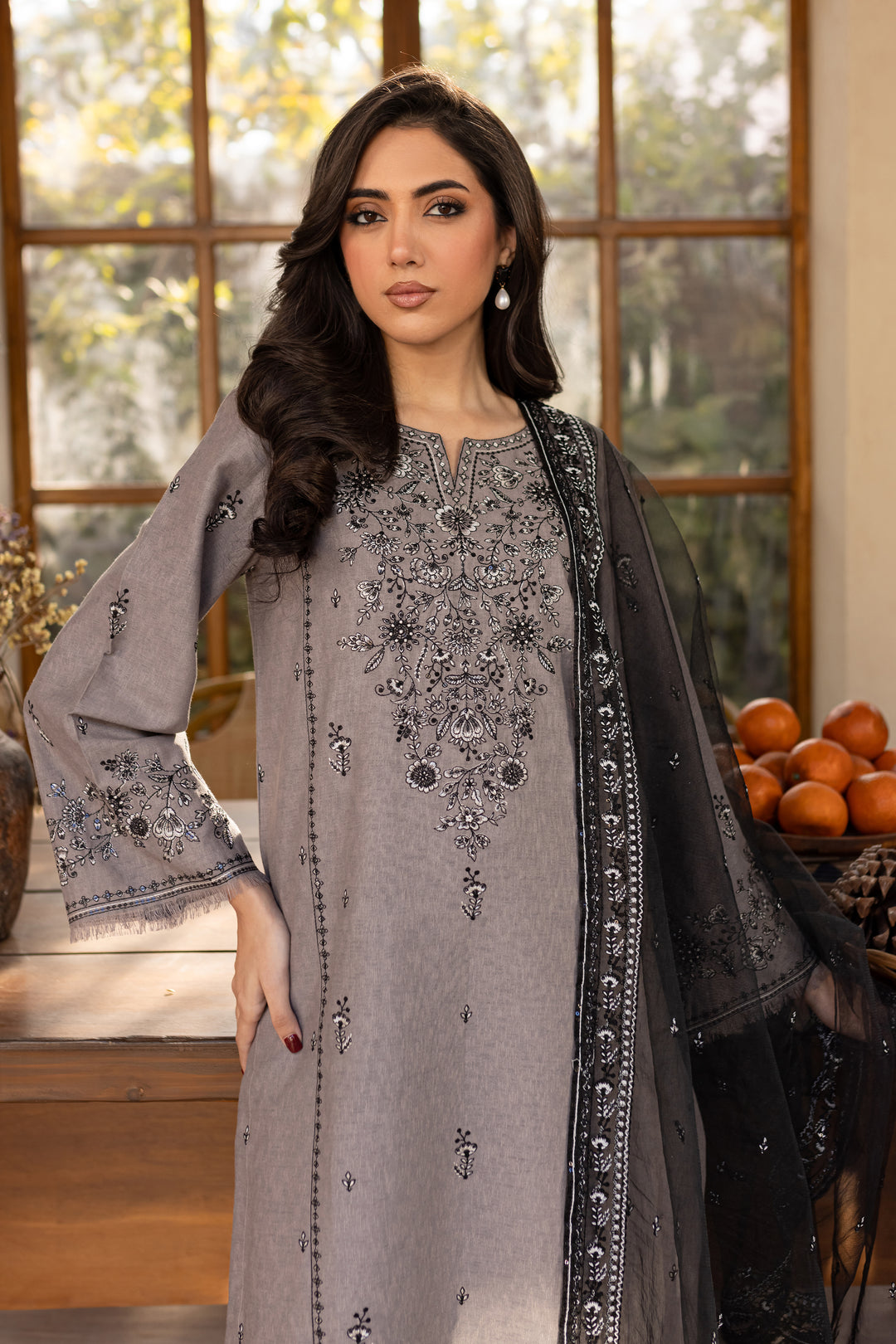 Welz 3Pc - Embroidered Karandi Dress - BATIK