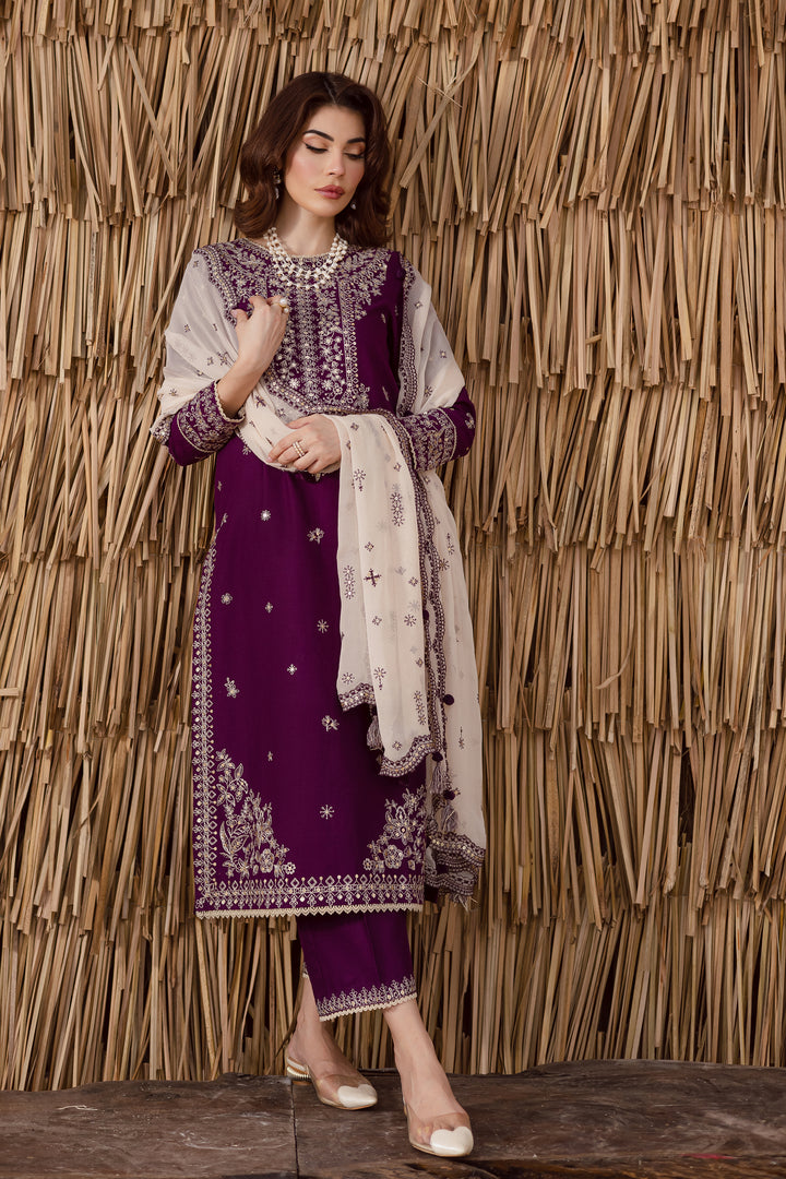 Solace 3Pc - Embroidered Khaddar Dress