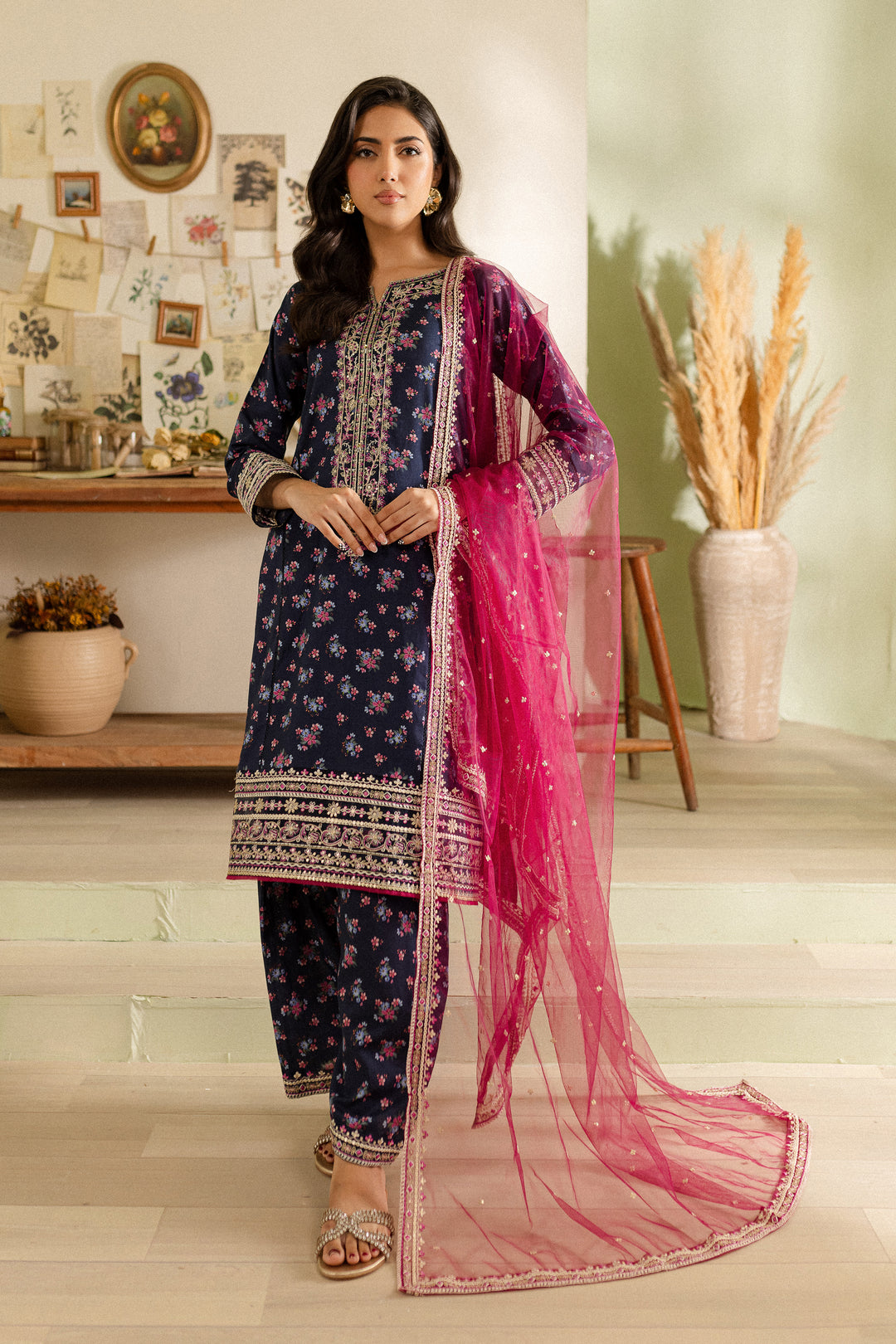 Joy 3Pc - Printed Khaddar Dress - BATIK