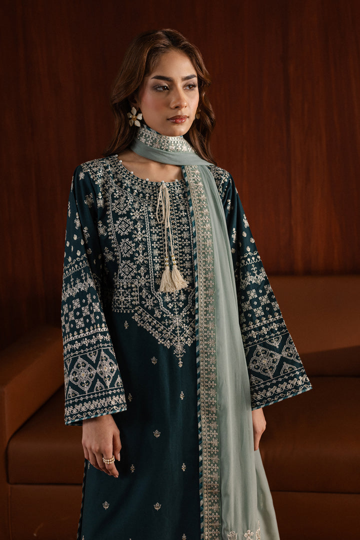 Ocean Jewel 3Pc - Embroidered Khaddar Dress - BATIK