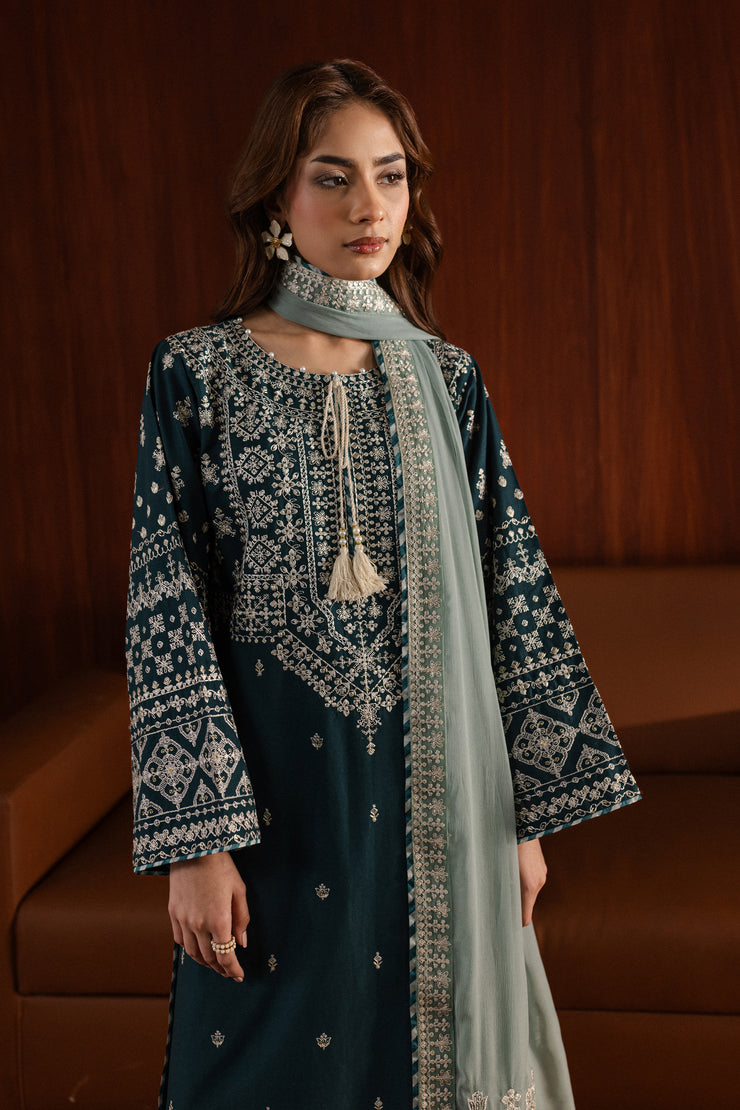 Ocean Jewel 3Pc - Embroidered Khaddar Dress