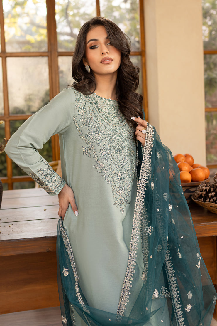 Sea Sand 3Pc - Embroidered Khaddar Dress