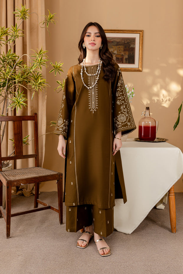 Green 2Pc - Embroidered Khaddar Dress