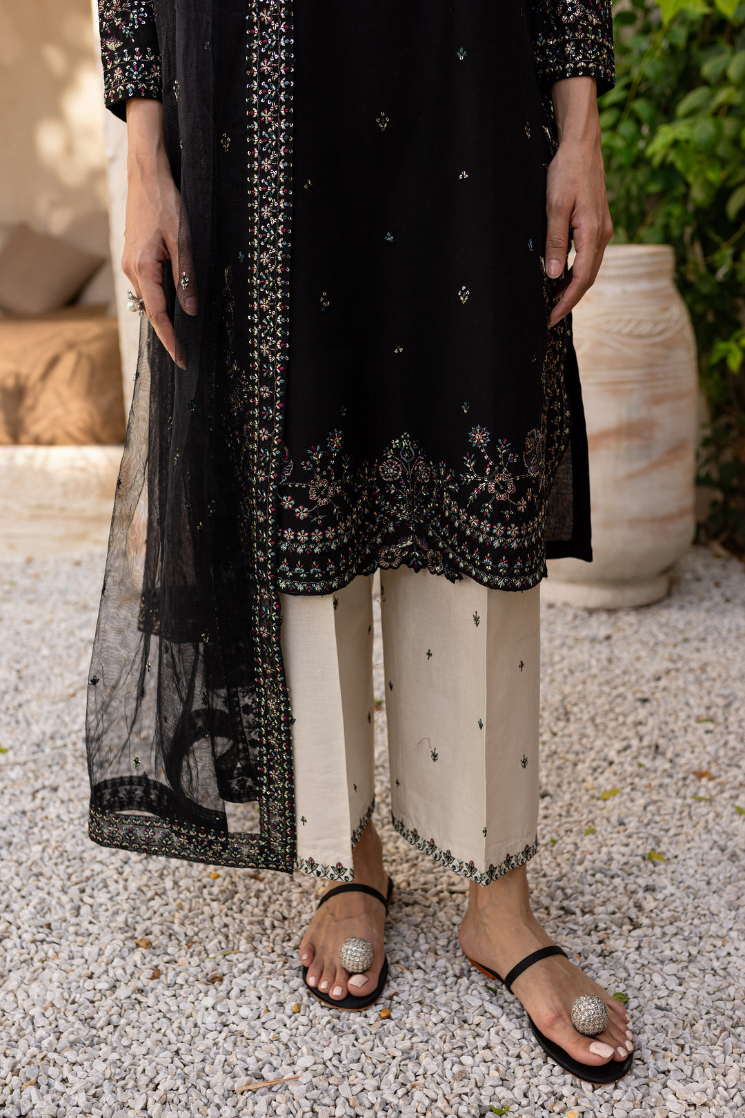 Azha 3Pc - Embroidered Khaddar Dress - BATIK