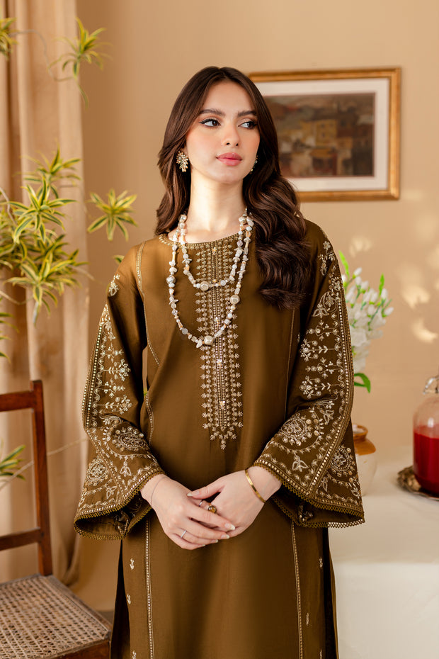 Green 2Pc - Embroidered Khaddar Dress